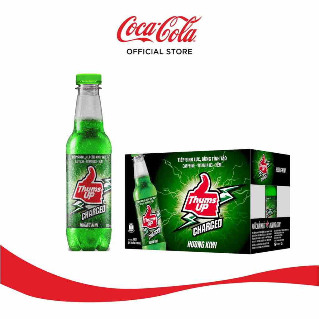 Thùng/Lốc 24 Chai Nước Giải Khát Thums Up Charged Hương Kiwi 330ml x 24