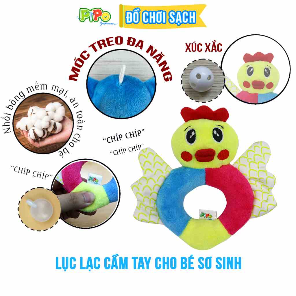 Lục lạc cầm tay PiPoVietnam - Gà con lon ton -Dành cho trẻ sơ sinh từ 0 đến 12 tháng tuổi -Có nhiều âm thanh