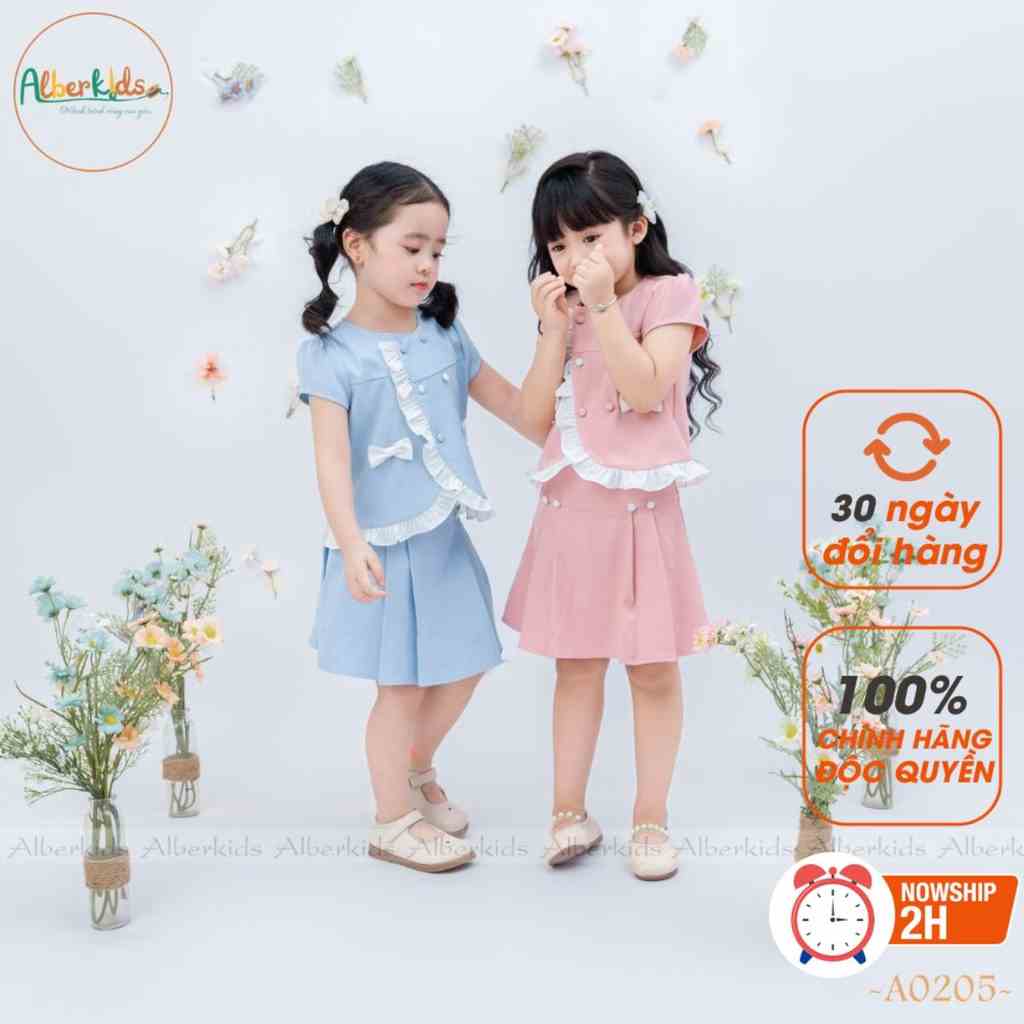 Sét bộ bé gái ALBERKIDS áo và chân váy cho trẻ em từ 3,4,5,6,7,8,9,10,11,12 tuổi [A0205] [Tăng 1 size với bảng size]