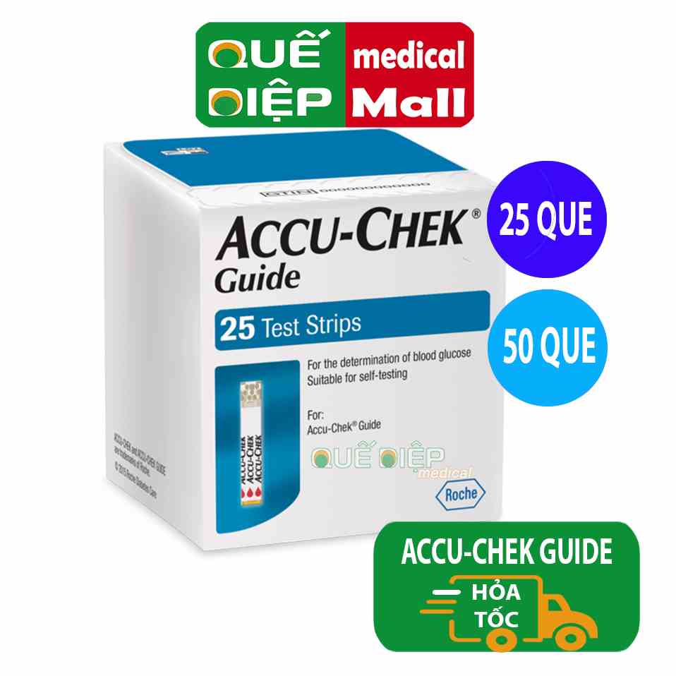 ACCU-CHEK GUIDE 25 QUE HOẶC 50 QUE - Que thử đường huyết dùng cho máy Accu chek Guide (Chính hãng Accu-chek - Đức)