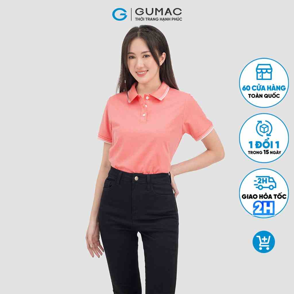 Áo thun nữ có cố phối sọc thời trang GUMAC ATC06065