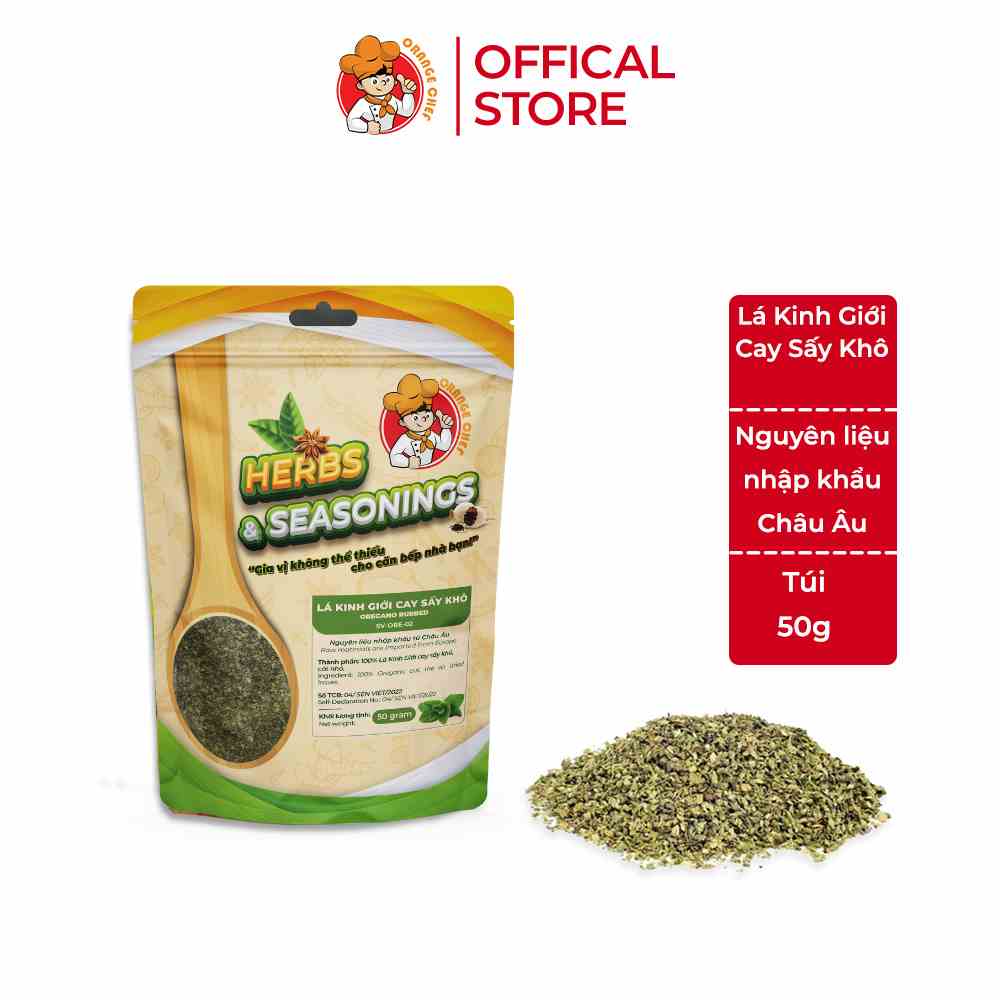 Lá kinh giới cay sấy khô Oregano Rubbed Orange Chef túi 50g - Nguyên liệu nhập khẩu từ Châu Âu