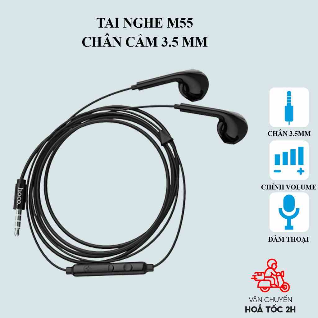 Tai nghe IP 5 6 Hoco M55 chân cắm tròn 3.5mm,có mic đàm thoại dành cho 5 6 6S 6Plus 6SPlus, android, máy tính