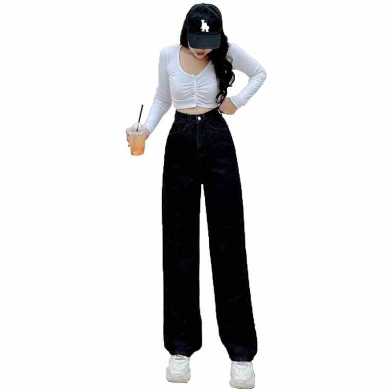 Quần Baggy Jean Nữ LB Official, Dáng Dài Ống Suông Rộng Ulzzang Bốn Màu