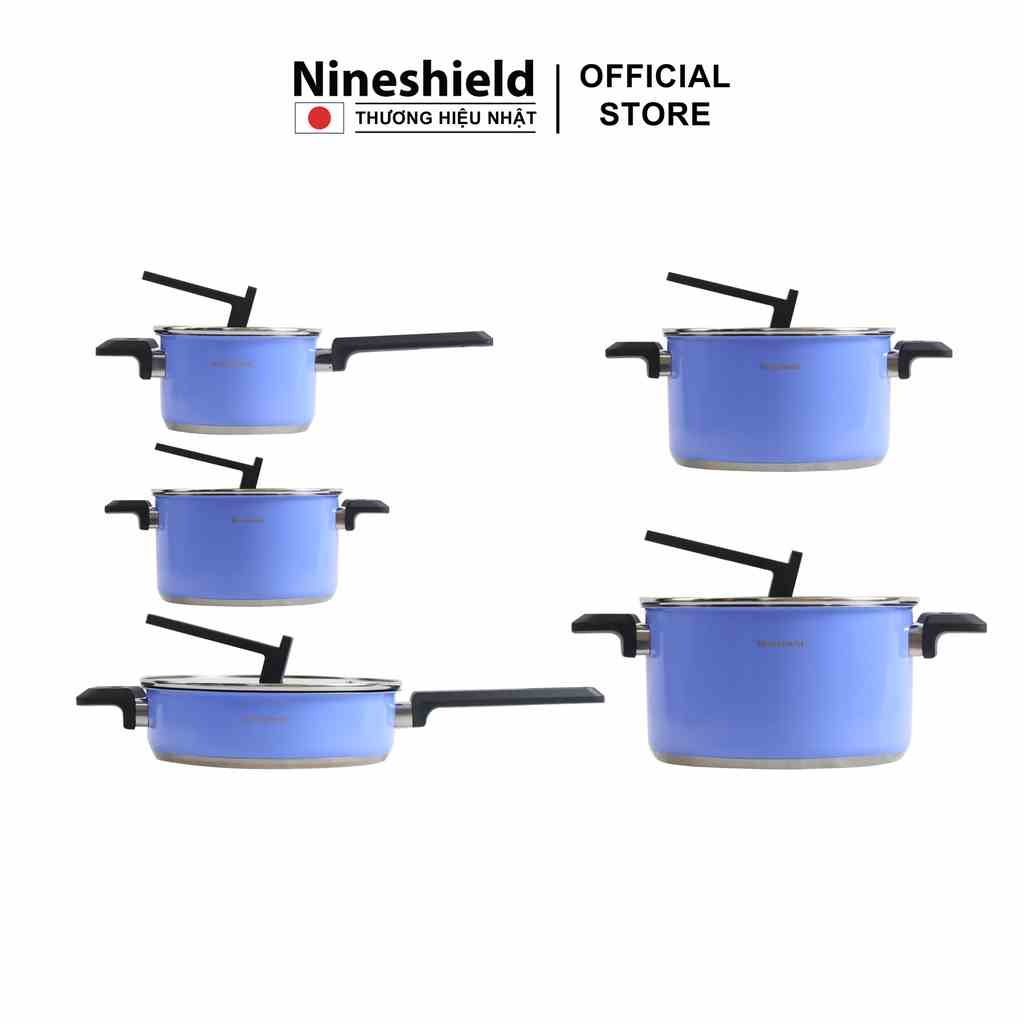 Set nồi chảo chống dính 5 món Nineshield KB BNI66 - Bộ nồi inox 304 cao cấp đa năng tiện lợi độ bền cao