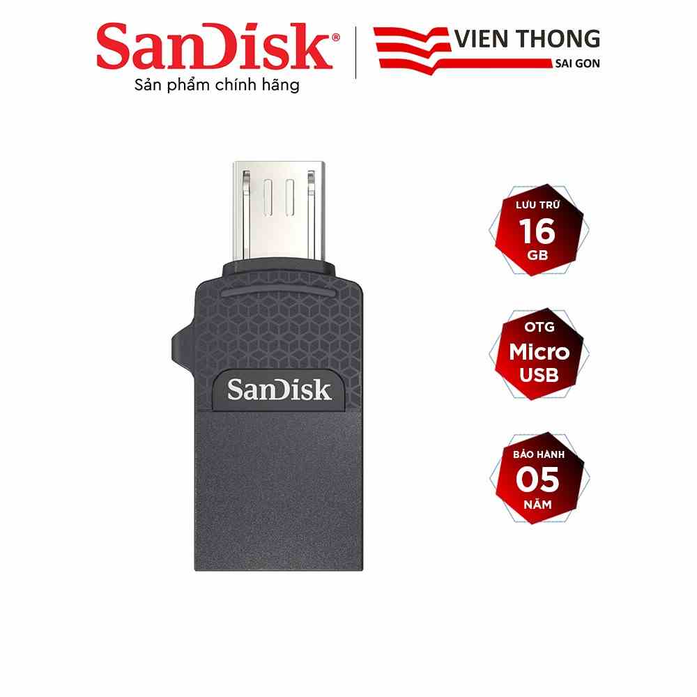 [Mã BMLTA35 giảm đến 35K đơn 99K] USB OTG SanDisk DD1 16GB Ultra Dual Drive micro USB