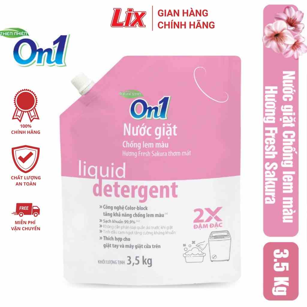 Túi nước giặt Lix nhiều mùi hương dung tích 3.5kg sạch khuẩn khử mùi thơm ngát hương hoa