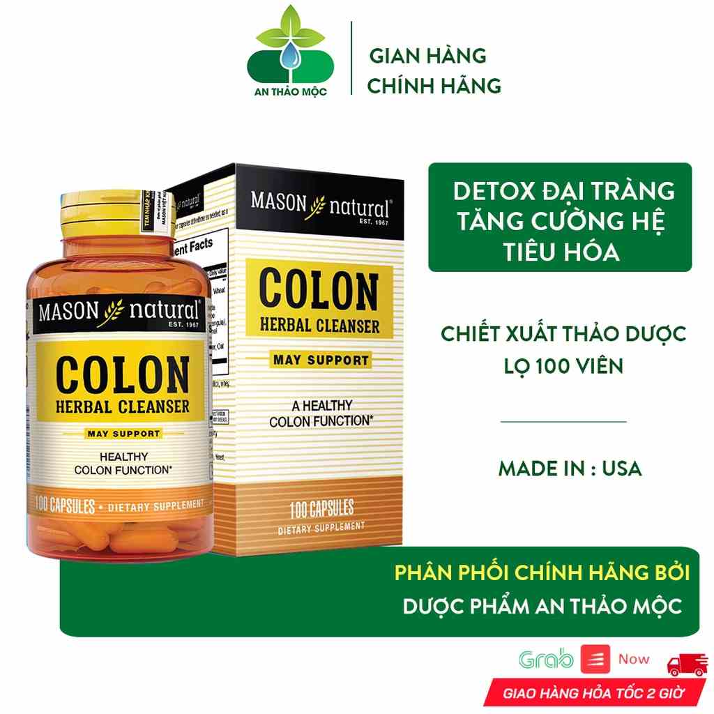 [Mã BMLTB35 giảm đến 35K đơn 99K] Viên Uống Hỗ Trợ Chức Năng Đại Tràng Mason Natural Colon Herbal Cleanser 100 Viên