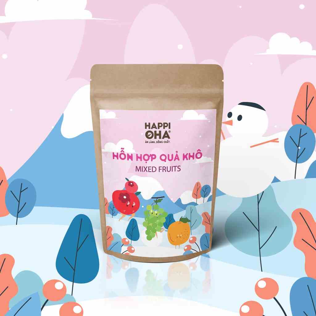 [Mã BMLTA35 giảm đến 35K đơn 99K] Mixed Fruits Trái Cây Sấy Không Đường Tinh Luyện HAPPI OHA Vị Ngọt Tự Nhiên 30g