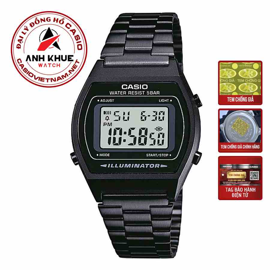 Đồng hồ Casio unisex Điện tử B640WB-1ADF Màu đen - Dây kim loại