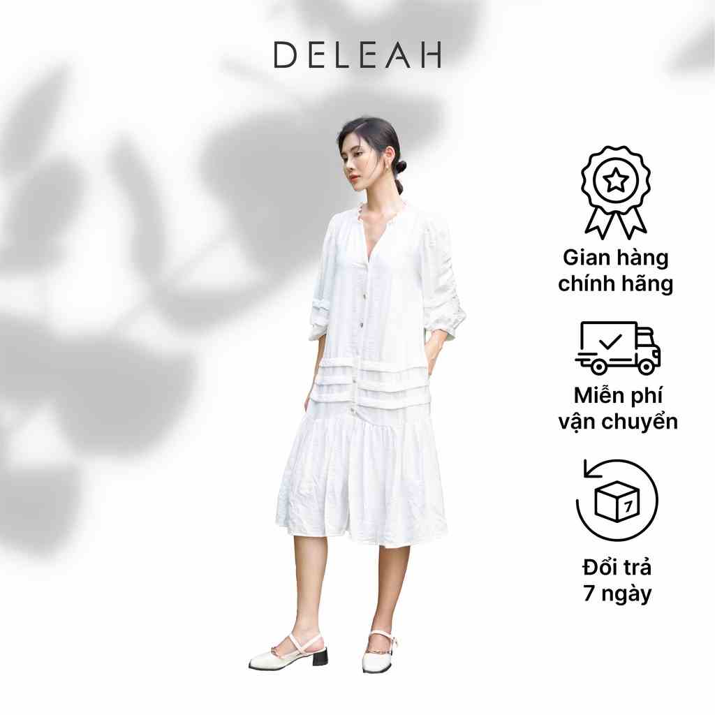 [Mã BMLTB200 giảm đến 100K đơn 499K] Đầm suông De Leah chất liệu đũi tằm nhẹ và mát thiết kế tay lỡ gấu xếp nếp nữ tính