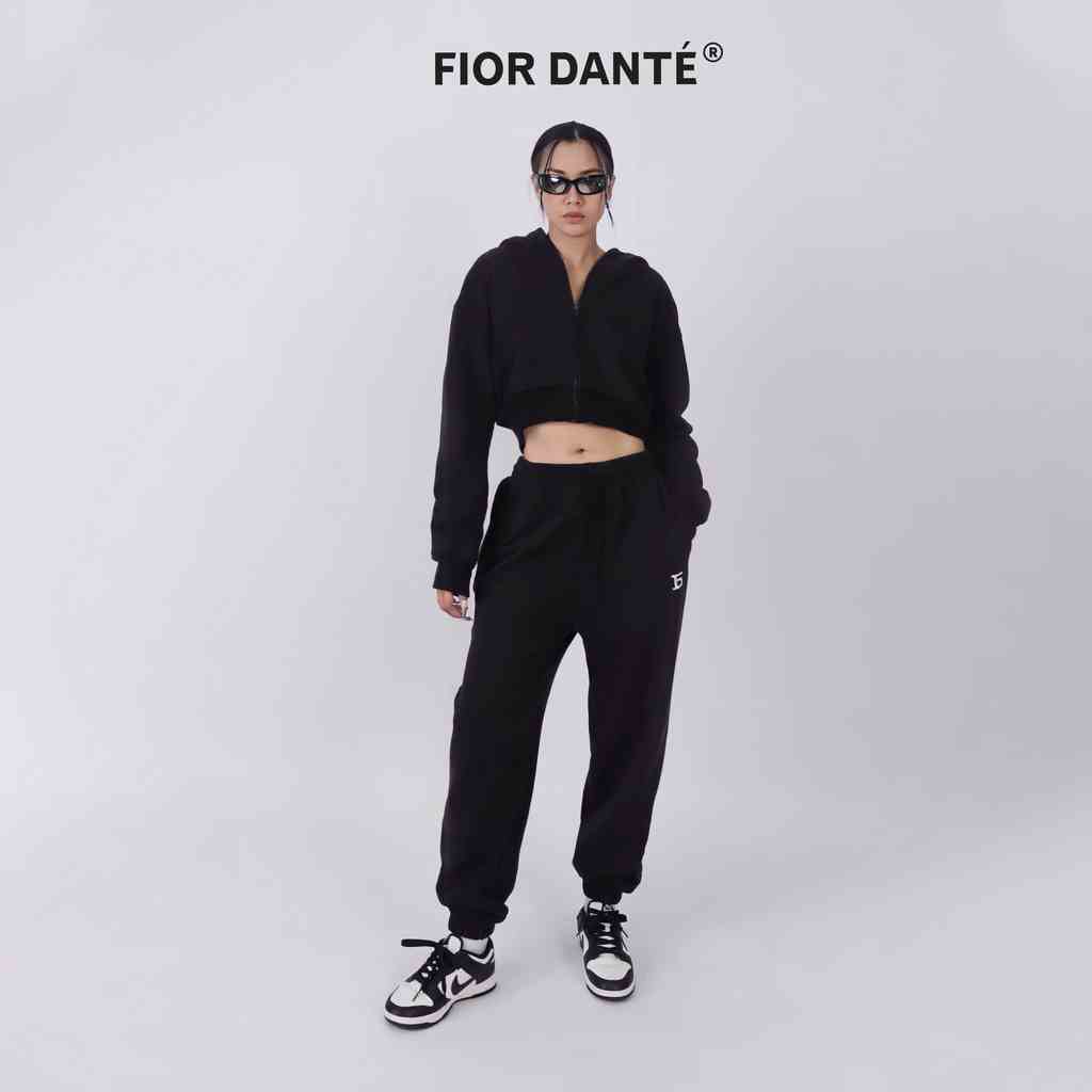 Set Quần Jogger + Áo Khoác Thể Thao FIOR DANTÉ Chất Liệu Mềm Mại, Thoáng Mát Màu Đen