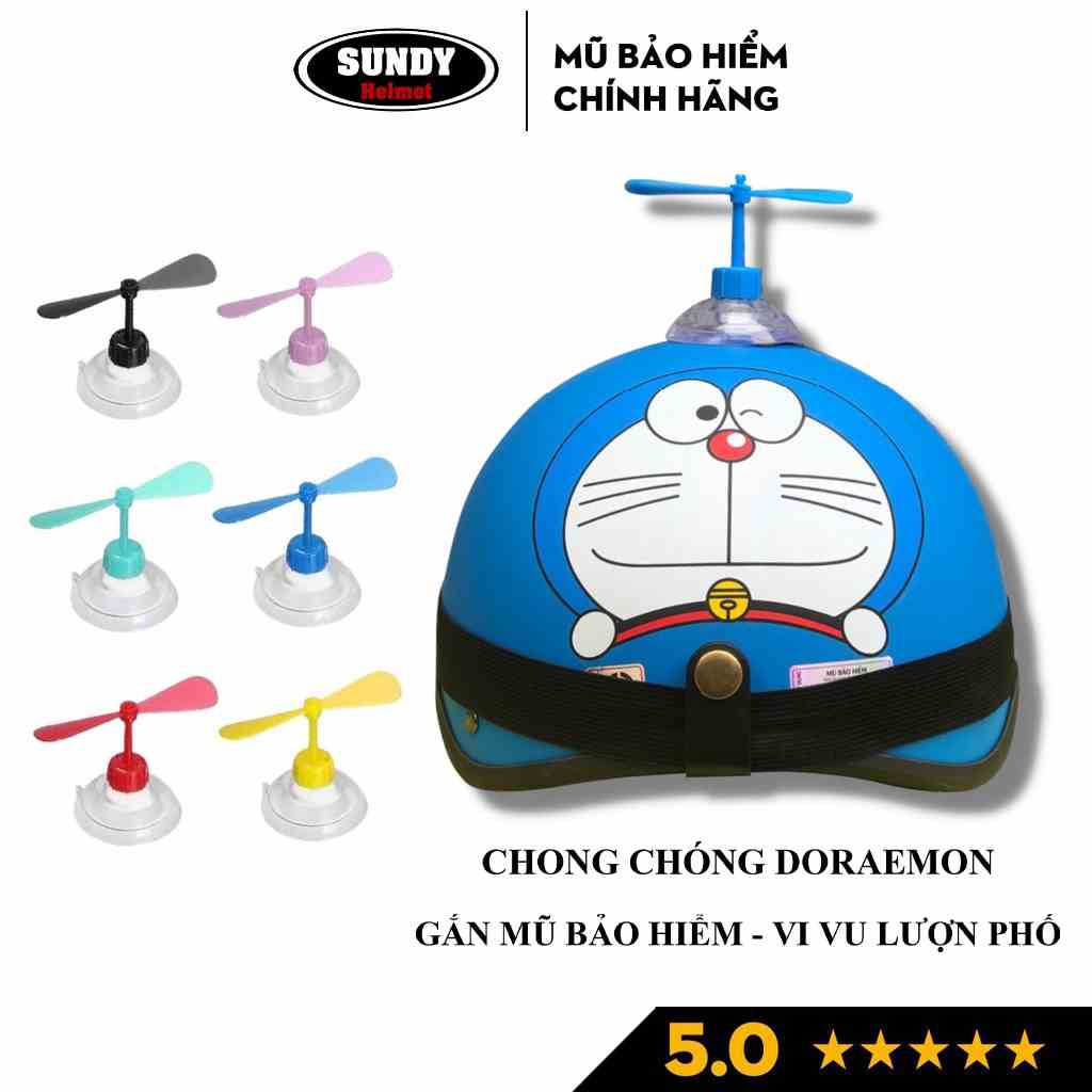 Chong chóng Doraemon gắn mũ bảo hiểm SUNDY, trang trí mũ nón siêu đẹp và độc lạ, tặng kèm keo dán siêu chắc