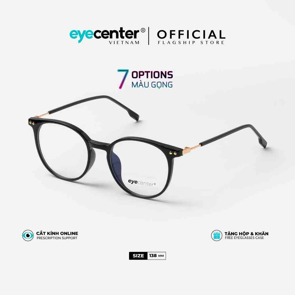 Gọng kính cận nam nữ chính hãng EYECENTER C12S nhựa dẻo phối kim loại chống gãy nhập khẩu by Eye Center Vietnam