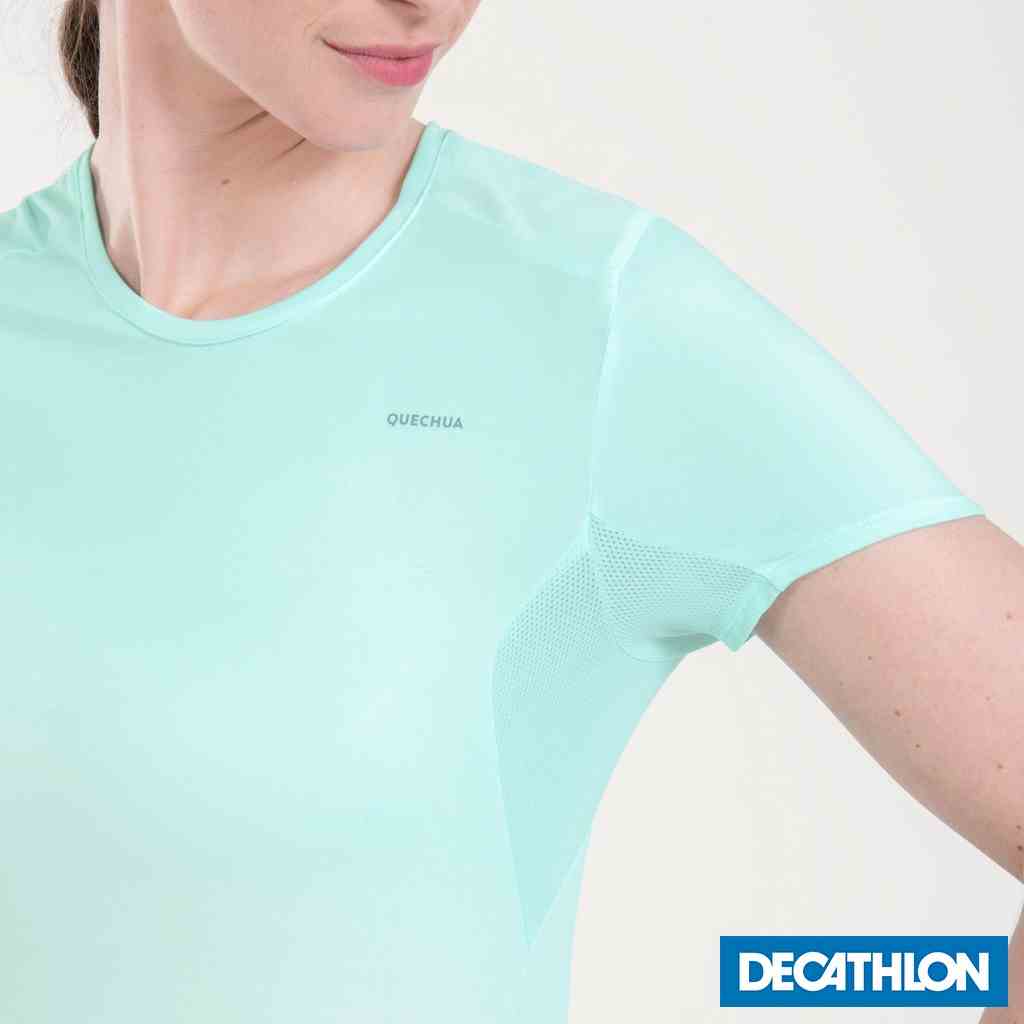 Áo thun leo núi dã ngoại MH100 cho nữ Xanh ngọc DECATHLON QUECHUA mã 8664630