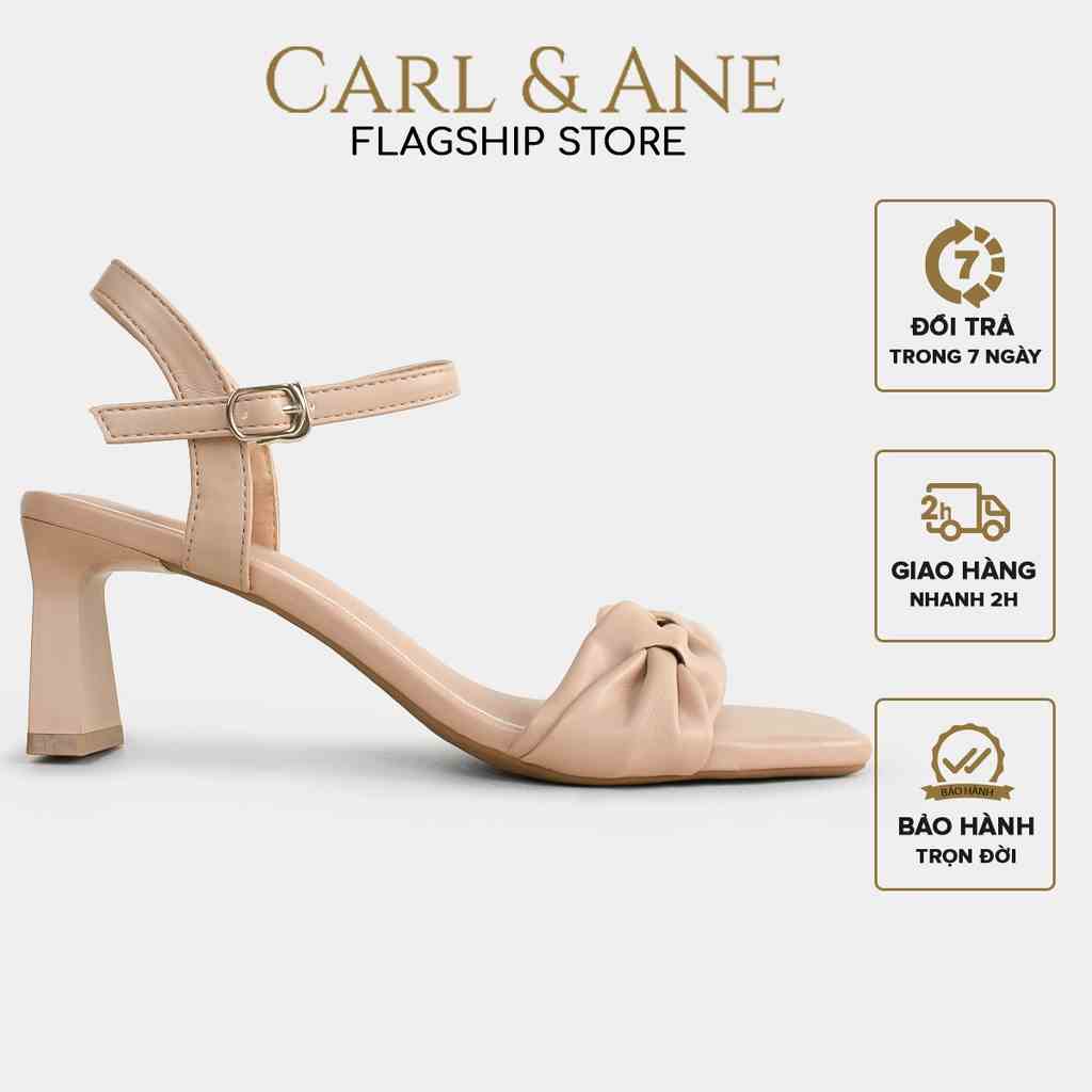 [Mã BMLTA35 giảm đến 35K đơn 99K] Carl & Ane - Giày cao gót nữ hỡ mũi quai nơ phối dây cao 6cm màu hồng - CS018