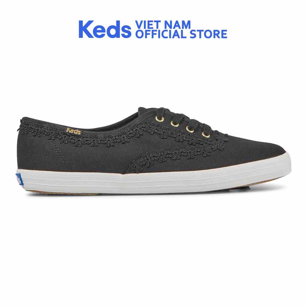 Giày Keds Nữ- Champion Canvas Crochet Trim Black- KD066668