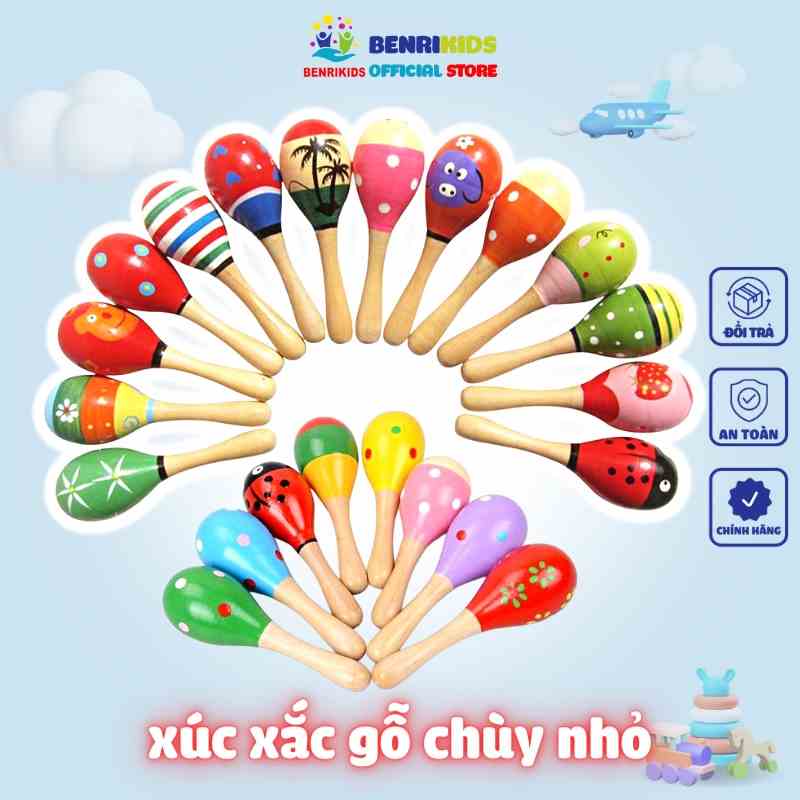 [Mã BMLTB200 giảm đến 100K đơn 499K] Xúc Xắc Gỗ Lục Lạc Benrikids Loại Nhỏ Đầu Tròn Nhiều Màu Sắc Cho Bé