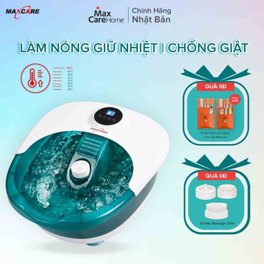 Bồn ngâm massage chân cao cấp điều chỉnh nhiệt độ Maxcare Max642Pro chống giật, đun nóng và giữ ấm nước từ 35-45 độ C