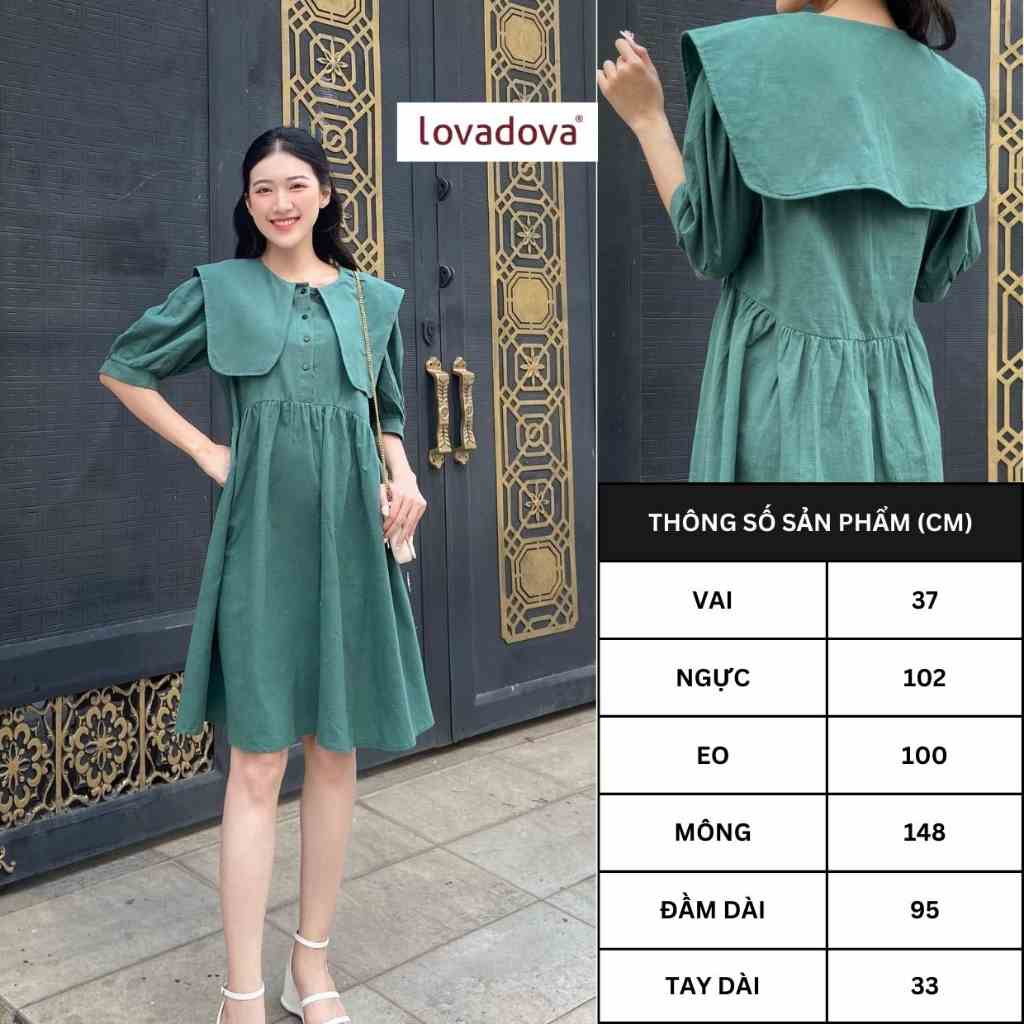 Đầm kiểu nữ màu xanh - Lovadova 22D09C001