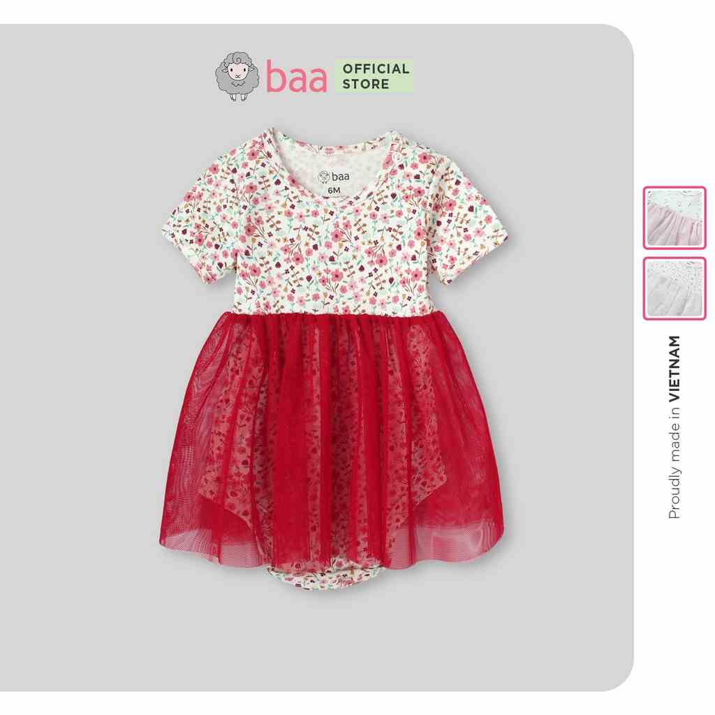 Bodysuit váy bé gái, body váy cho bé sơ sinh BAA BABY từ 0 tháng - 12 tháng - GN-BD04N-01