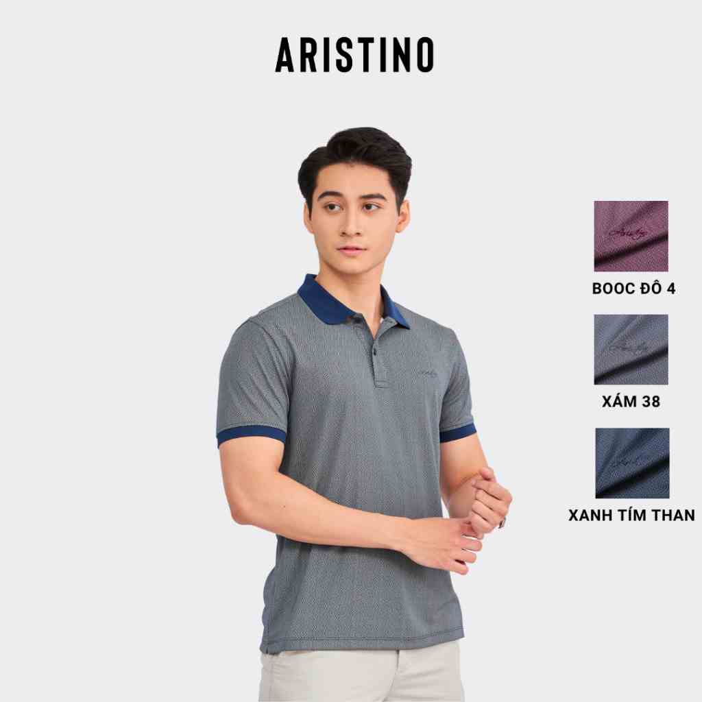 Áo polo nam ngắn tay ARISTINO phom Regular fit thoải mái, họa tiết dệt nam tính, ấn tượng - APS025S3