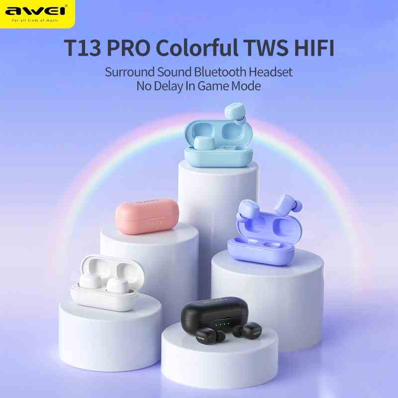 Tai Nghe Nhét Tai Awei T13 Pro Kết Nối Bluetooth 5.3 Âm Thanh Nổi HiFi Chống Nước Giảm Tiếng Ồn Kèm Mic