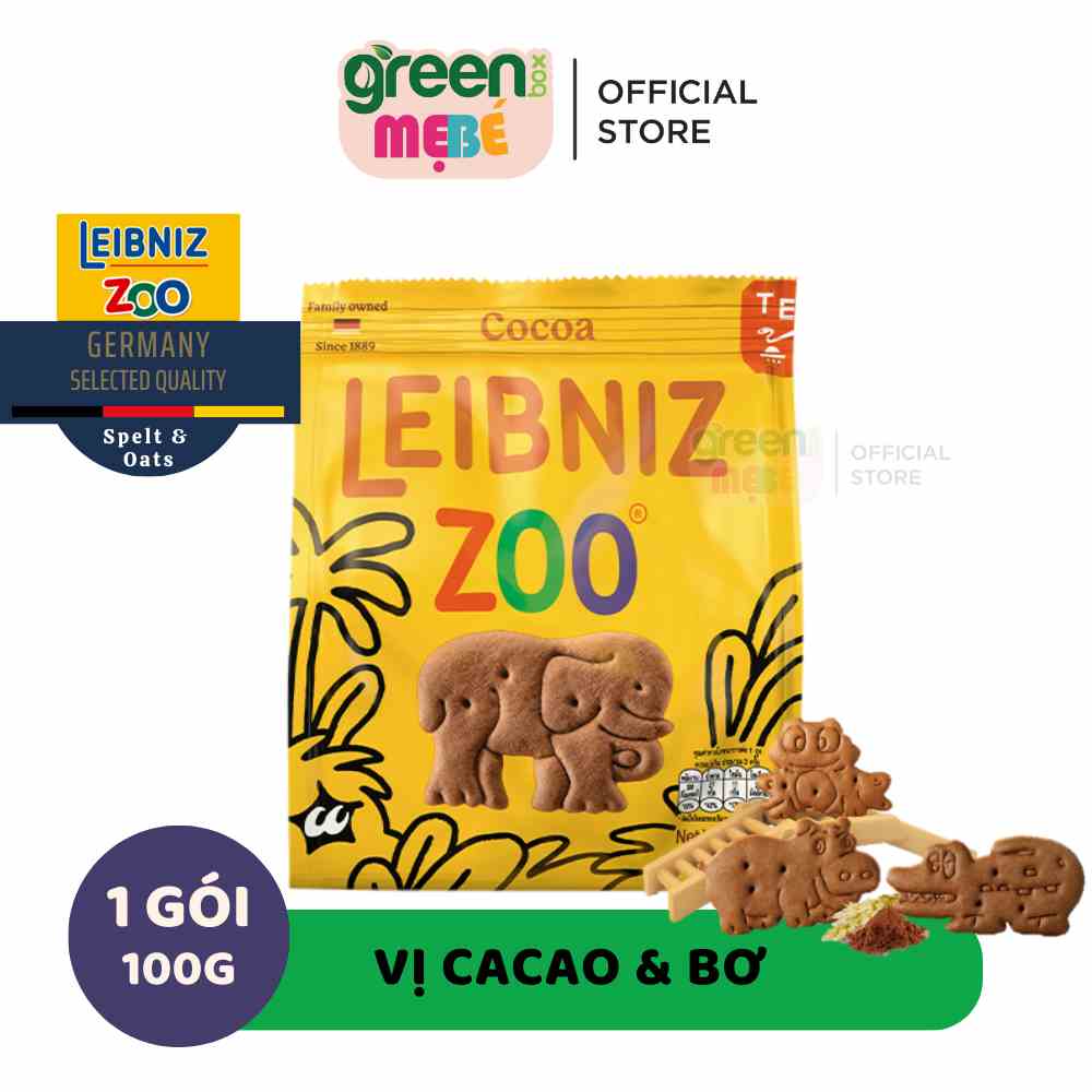 [Mã BMLTB200 giảm đến 100K đơn 499K] Bánh qui ca cao hình thú rừng nhiệt đới Leibniz Zoo Đức 100g đồ ăn nhẹ cho bé