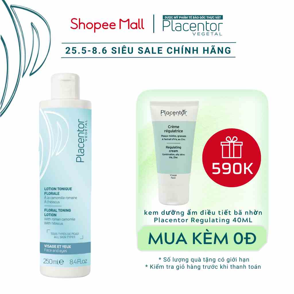 [Mã BMLTA35 giảm đến 35K đơn 99K] Nước hoa hồng cân bằng độ ẩm Placentor 250ml