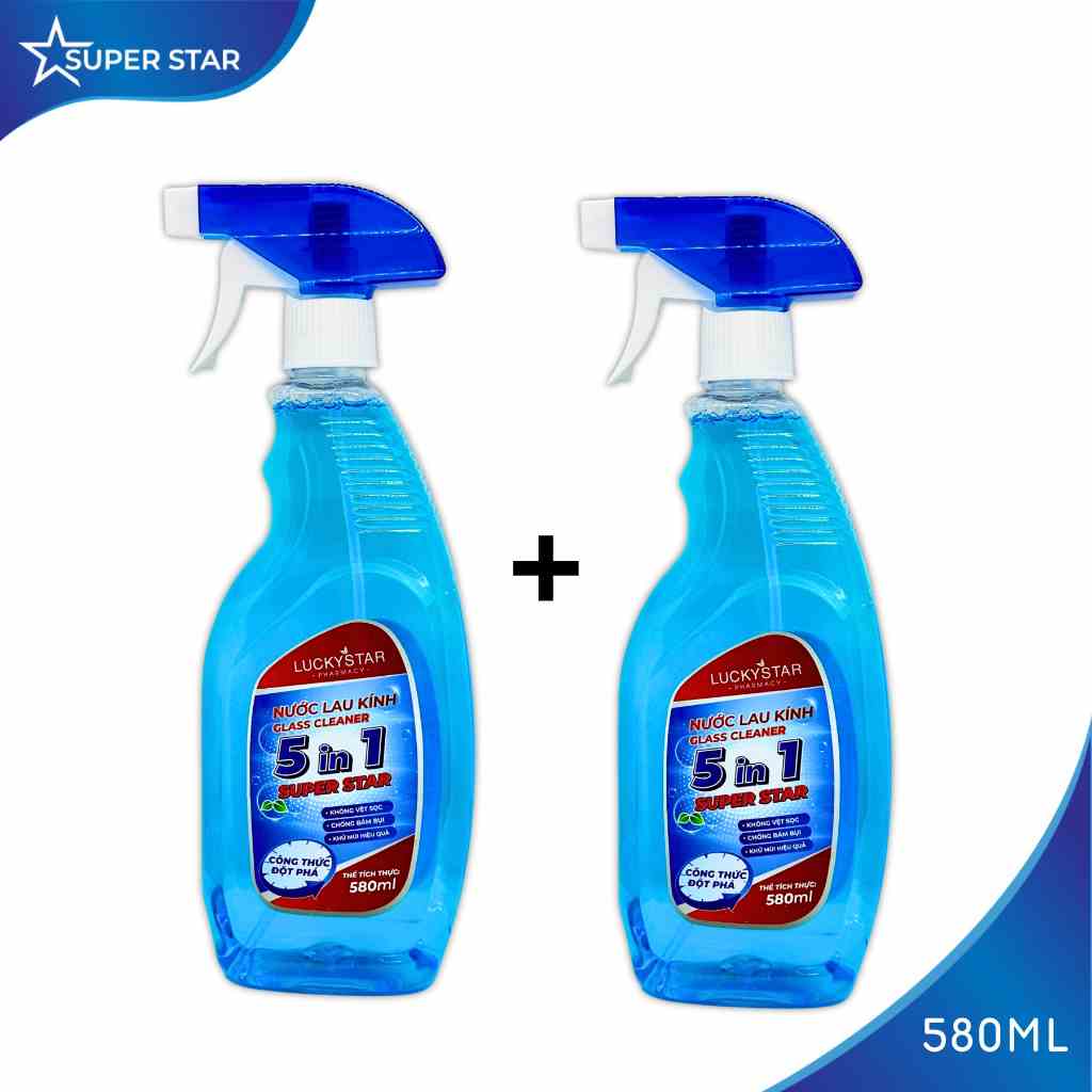 [Mã BMLTA35 giảm đến 35K đơn 99K] COMBO 2 Chai Nước Lau Kính 5in1 580ml Super Star