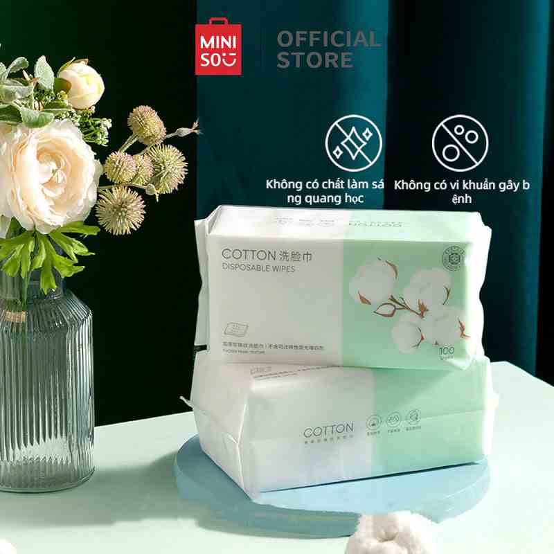 MINISO Khăn lau mặt dùng 1 lần trong Bông tẩy trang 100 miếng cotton pads miniso Bông trang điểm