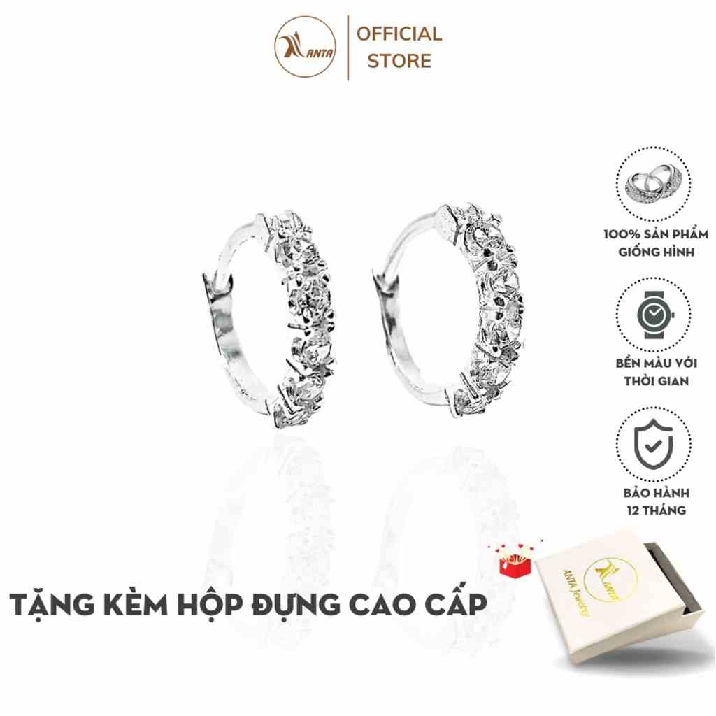 [Mã BMLTB35 giảm đến 35K đơn 99K] Khuyên tai bạc ATJ9087 thiết kế tròn sát tai đính đá bạc ta - ANTA Jewelry