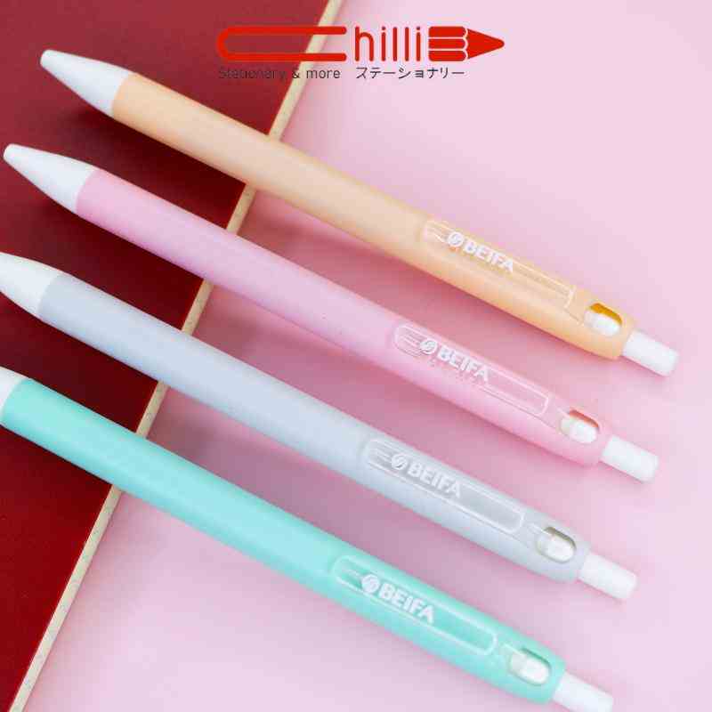 Bút Gel Bấm Pastel Beifa Ngòi 0.5MM Mực Đen Thấm Nhanh, Nhiều Màu Sắc Đa Dạng.