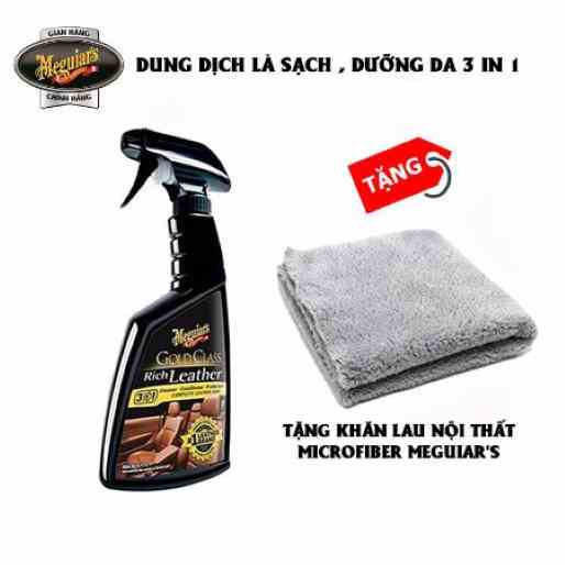 Meguiars MUA Chai xịt dưỡng da 3 trong 1 TẶNG khăn lau nội thất - Gold Class Rich Leather & Supreme Towel / G10916