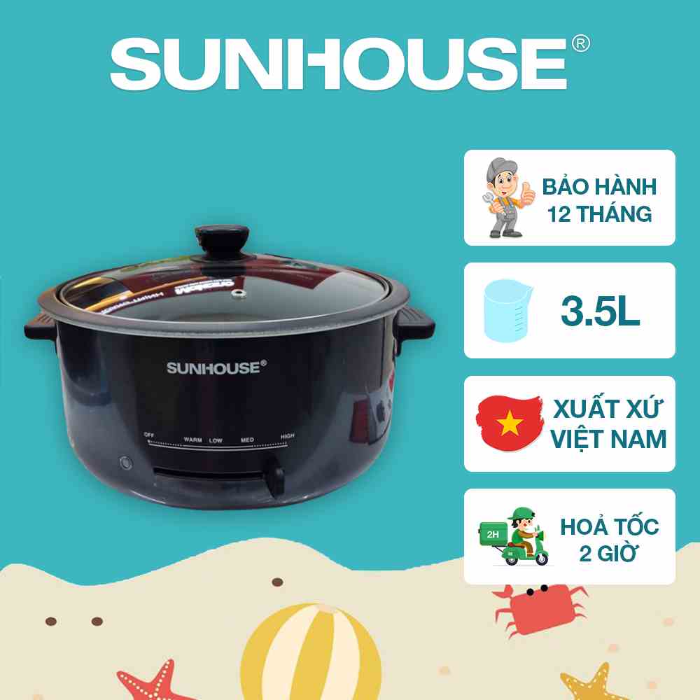 Lẩu điện 3.5L SUNHOUSE SHD4523 - Bảo hành chính hãng 12 tháng