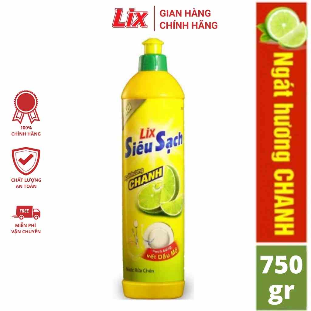 Nước rửa chén siêu sạch chanh 750gr NS750 sạch bóng viết dầu mỡ hương chanh thơm mát - Lixco Vietnam