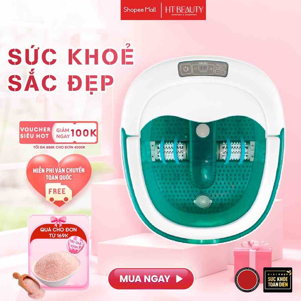 Bồn ngâm chân massage con lăn xoay tự động HoMedics FB-650 của nhà HT Beauty, công nghệ làm nóng mới, massage chân khô