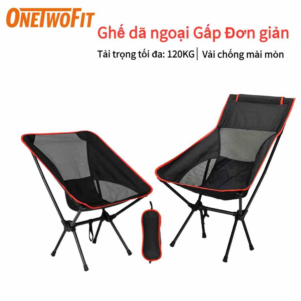 OneTwoFit ghế cắm trại，Siêu nhẹ Ghế thư giãn Câu cá Di động Gấp Ngoài trời Hợp kim nhôm Ghế xếp gọn，thể chịu 120kg