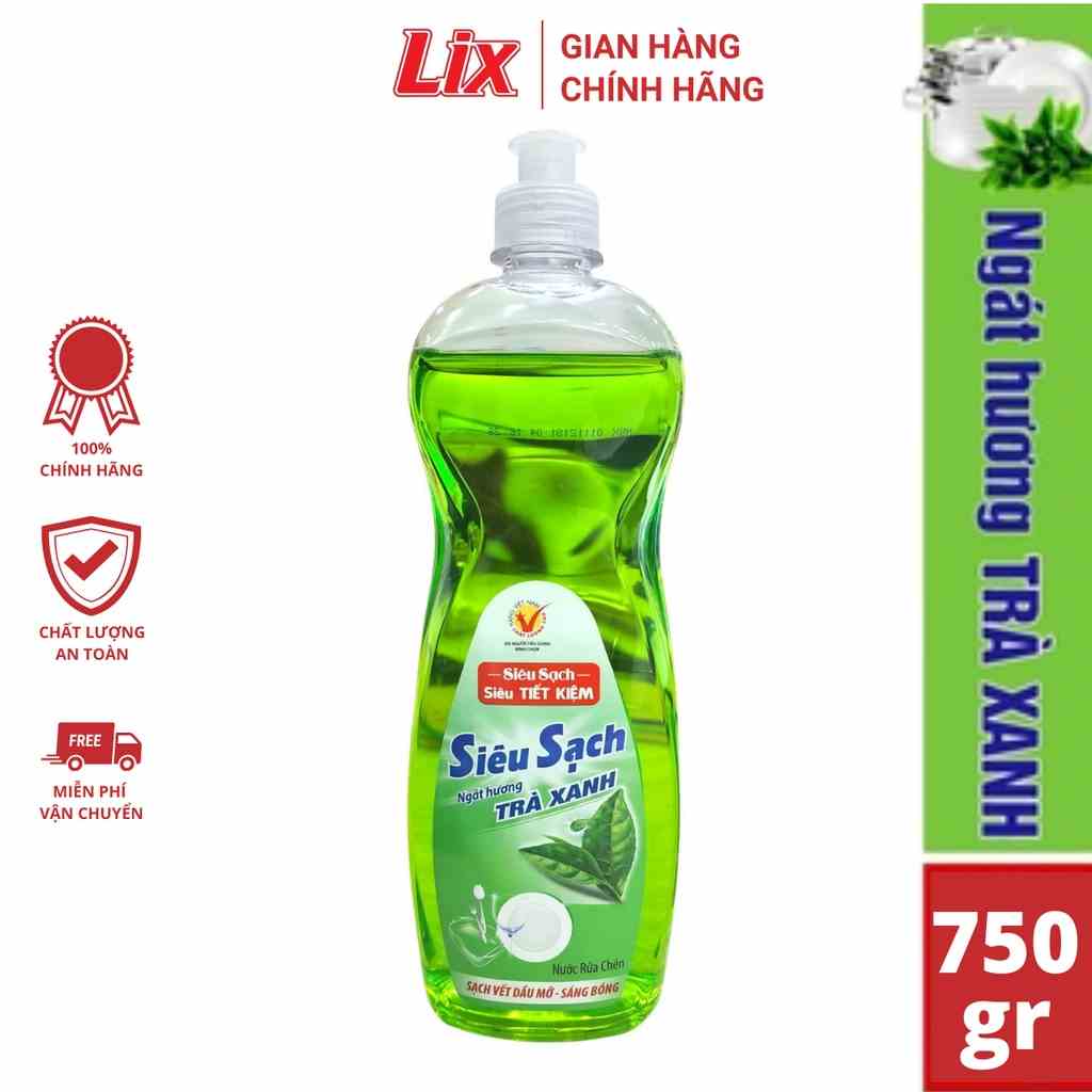 Nước rửa chén siêu sạch hương trà LIX 750g N8108 thơm mát sạch bóng vết dầu mỡ