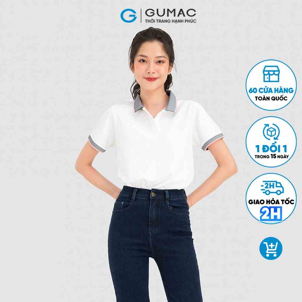 Áo Polo Nữ Thời Trang Gumac ATC08028 Phối Bo Vải Cá Sấu Nhiều Màu