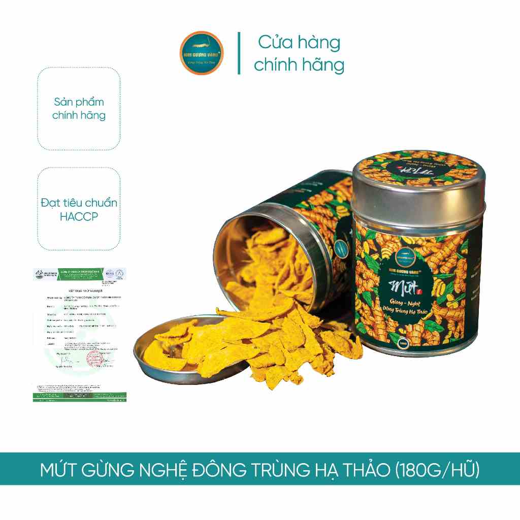 Mứt Gừng Nghệ Đông Trùng Hạ Thảo Kim Cương Vàng (180g/Hũ)