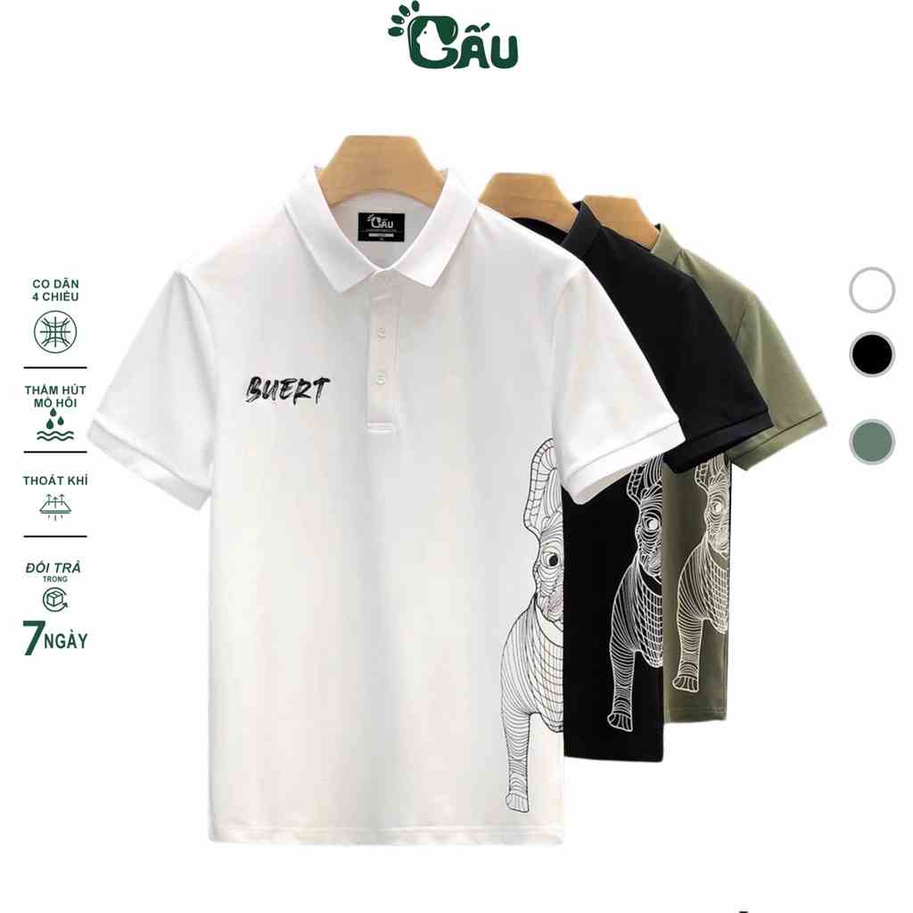 Áo thun Polo GẤU 194 Unisex vải cá sấu Poly co dãn 4 chiều dày dặn form gerular fit - PL bueoutisng