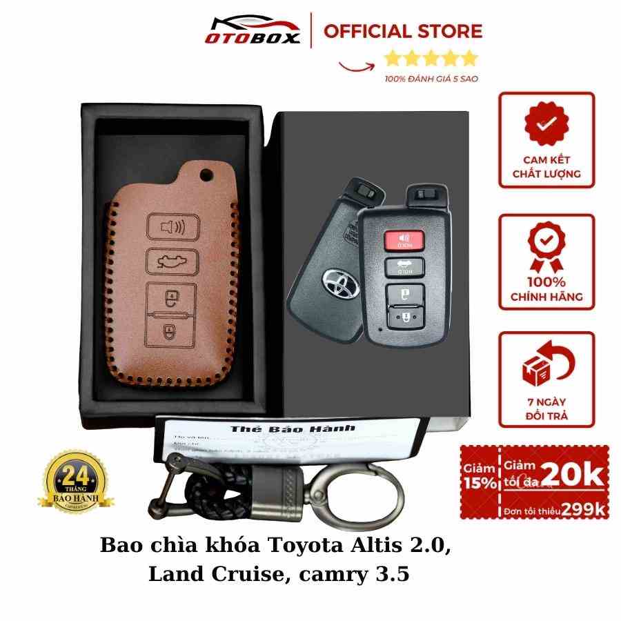 Bao da chìa khóa ô tô xe hơi Toyota Altis, Camry, bọc chìa khóa smartkey da thật chống xước chính hãng OTOBOX