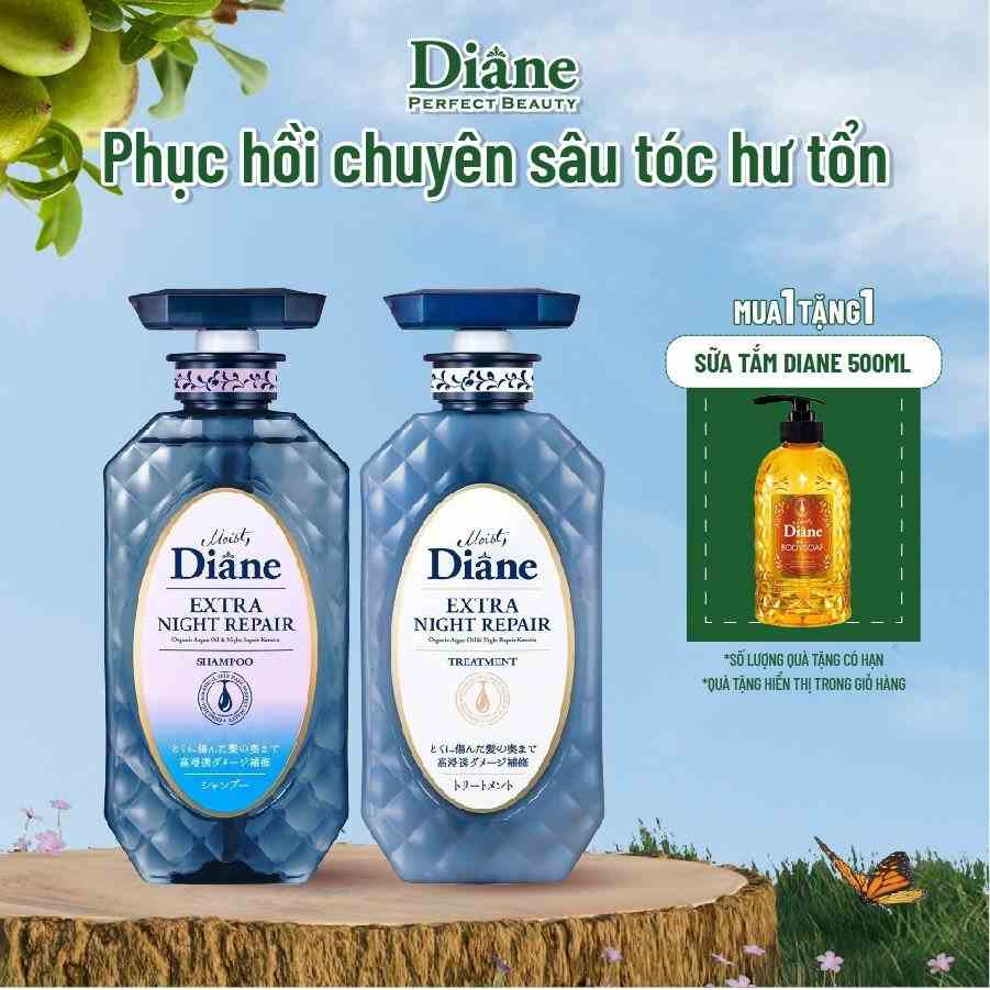 [Mã BMLTB35 giảm đến 35K đơn 99K] Combo gội xả phục hồi chuyên sâu tóc hư tổn Moist Diane Extra Night Repair 450ml