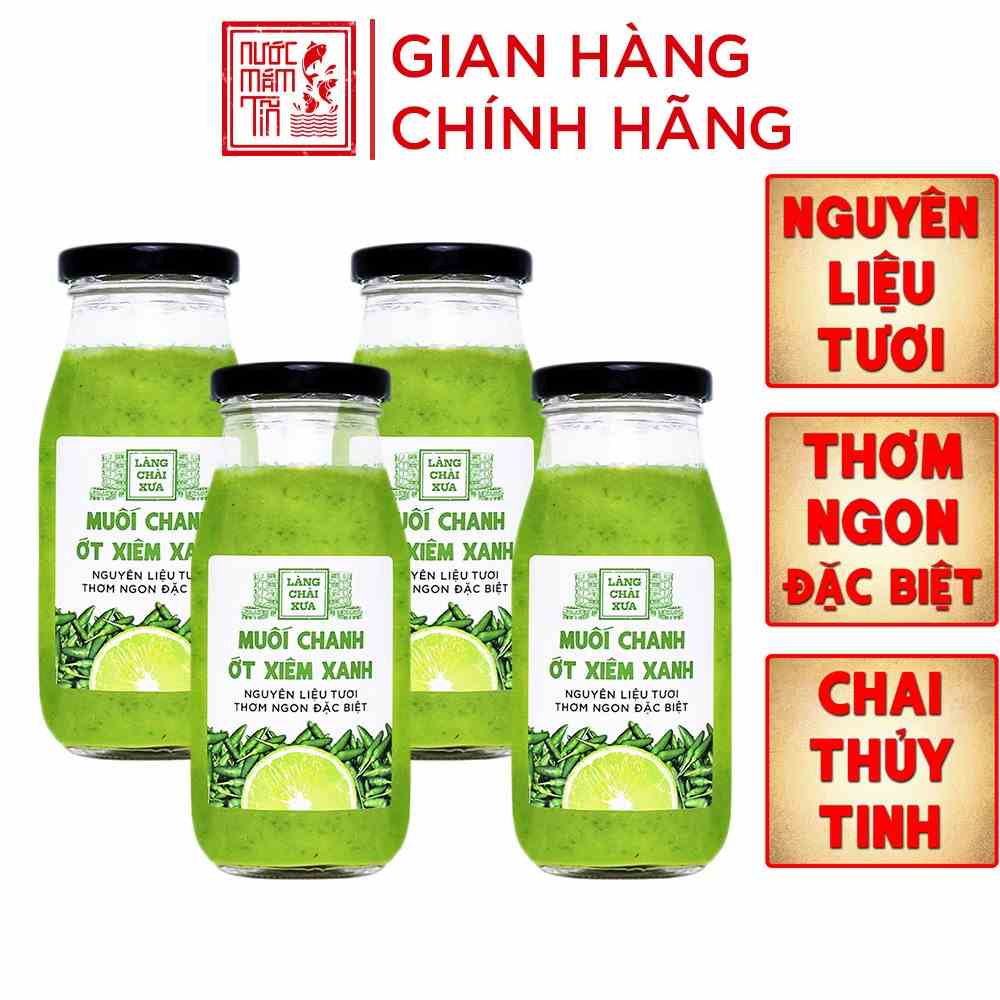 [COMBO 4 CHAI] Muối chanh ớt xiêm xanh cao cấp Làng Chài Xưa, nguyên liệu tươi, thơm ngon đặc biệt, chai thủy tinh 300gt