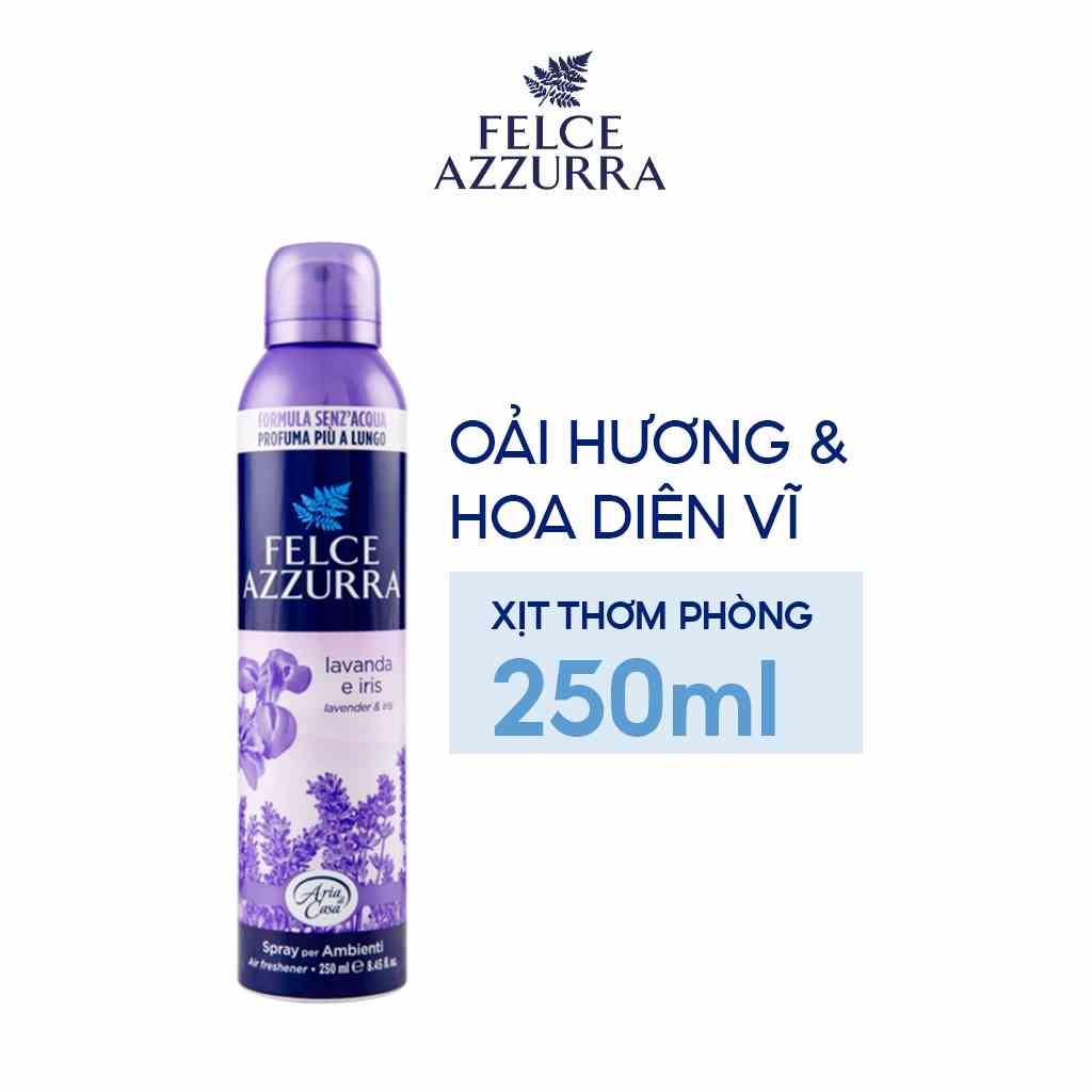 Xịt Phòng Felce Azzurra Hương Nước Hoa Ý, Chiết Xuất Oải Hương & Diên Vĩ Thư Giãn 250ml - 8001280032066