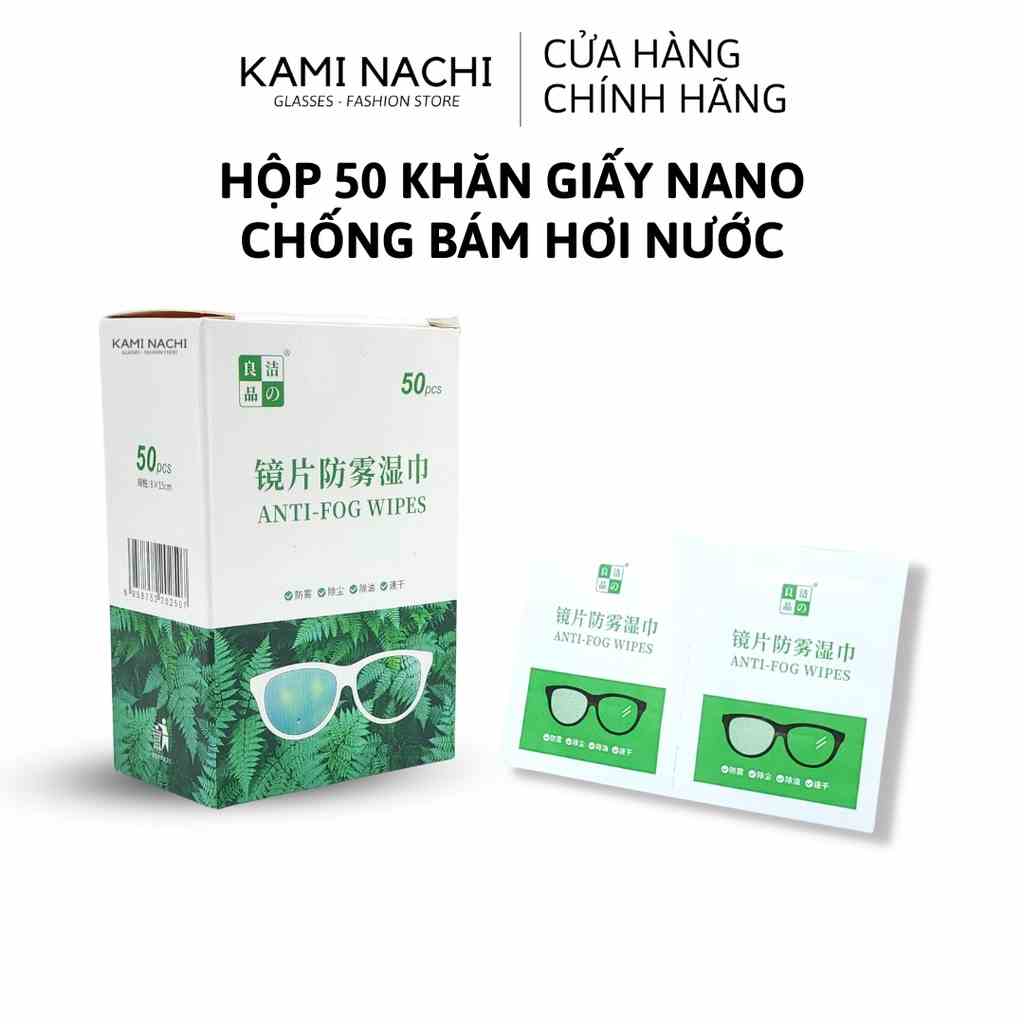 Hộp 50 miếng khăn lau nano hàng loại đặc biệt KAMI NACHI dùng 1 lần - Chống bám hơi nước, chống mờ sương cho kính