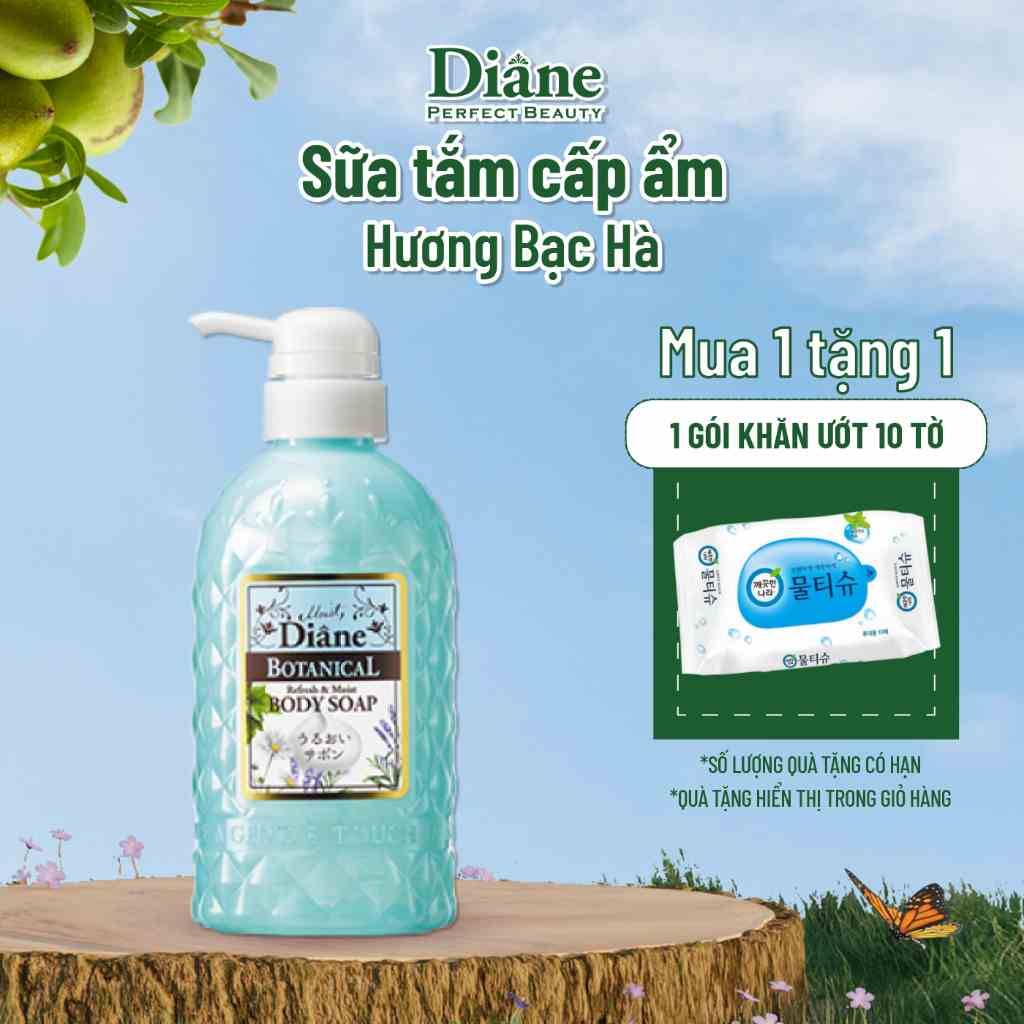 [Mã BMLTB35 giảm đến 35K đơn 99K] Sữa tắm Moist Diane Botanical Refresh & Moist (hương bạc hà) - 500ml