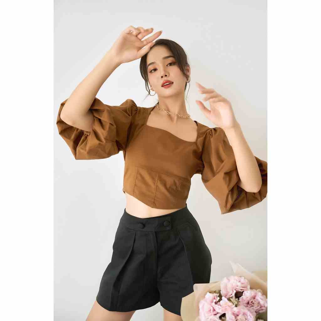 [Mã BMLTB35 giảm đến 35K đơn 99K] Áo Nữ Kiểu Croptop Tay Ngắn Phồng GILLEE Thiết Kế Sang Trọng