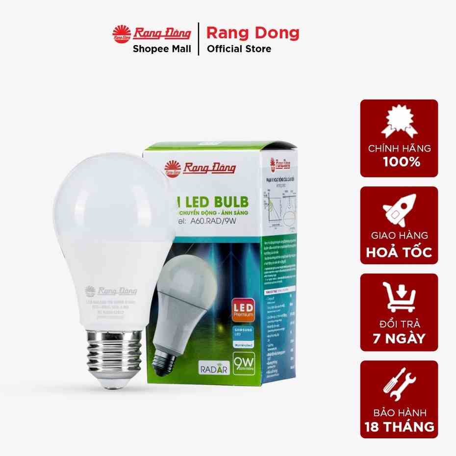 [Mã BMLTB35 giảm đến 35K đơn 99K] Bóng đèn LED BULB Cảm biến cảm biến chuyển động Rạng Đông - Model: A60.RAD